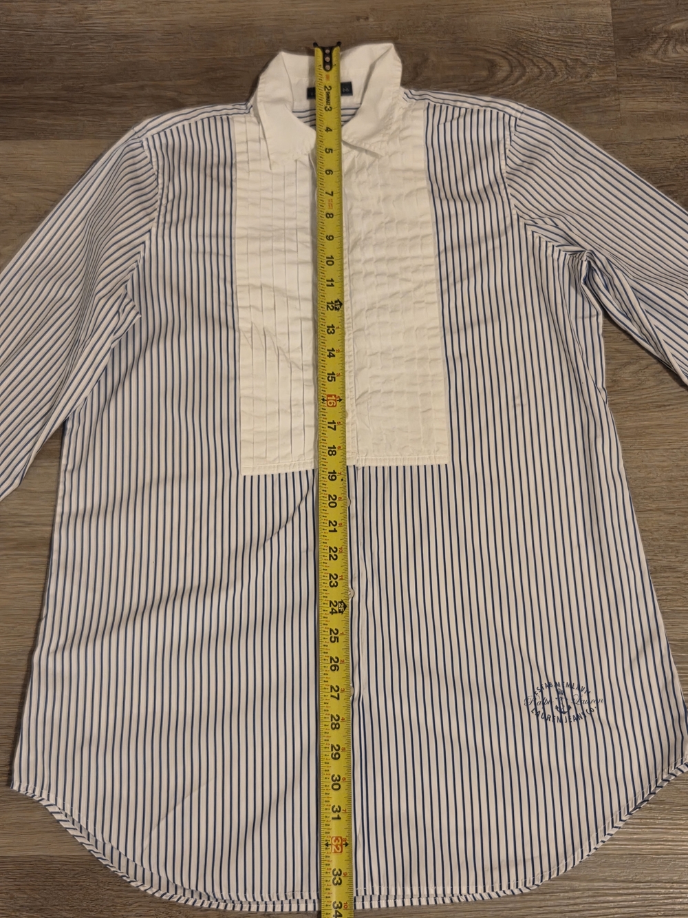 Ralph Lauren Blue & White Striped Asymmetrical Shirt Dress - Picture 6 of 6